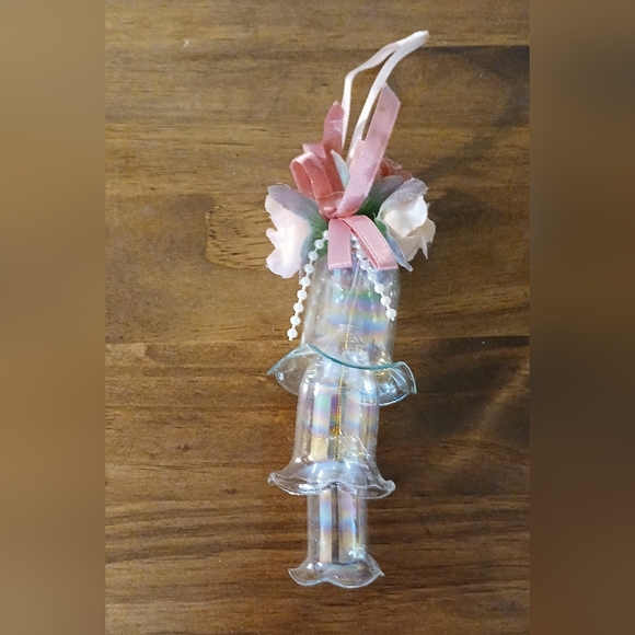 Glass Nesting Bells with Pink Ribbon and Flowers - Picture 1 of 6